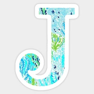 The Letter J Aqua Multicolor Sticker